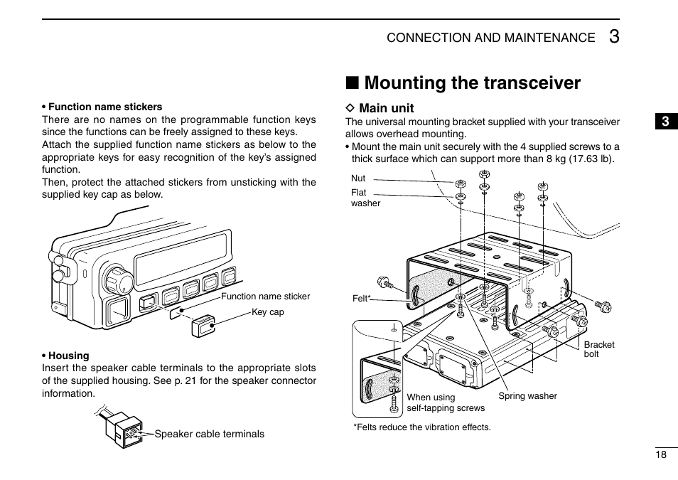 Mounting the transceiver, Nmounting the transceiver | Icom IC-F9511HT User Manual | Page 23 / 32