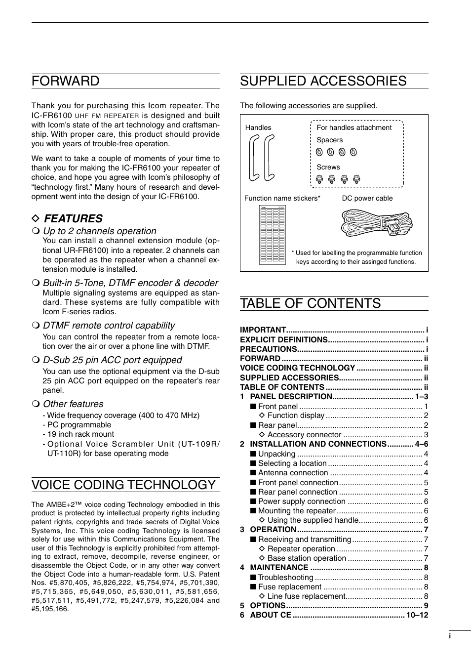 Icom UHF FM Repeater iFR6100 User Manual | Page 3 / 16