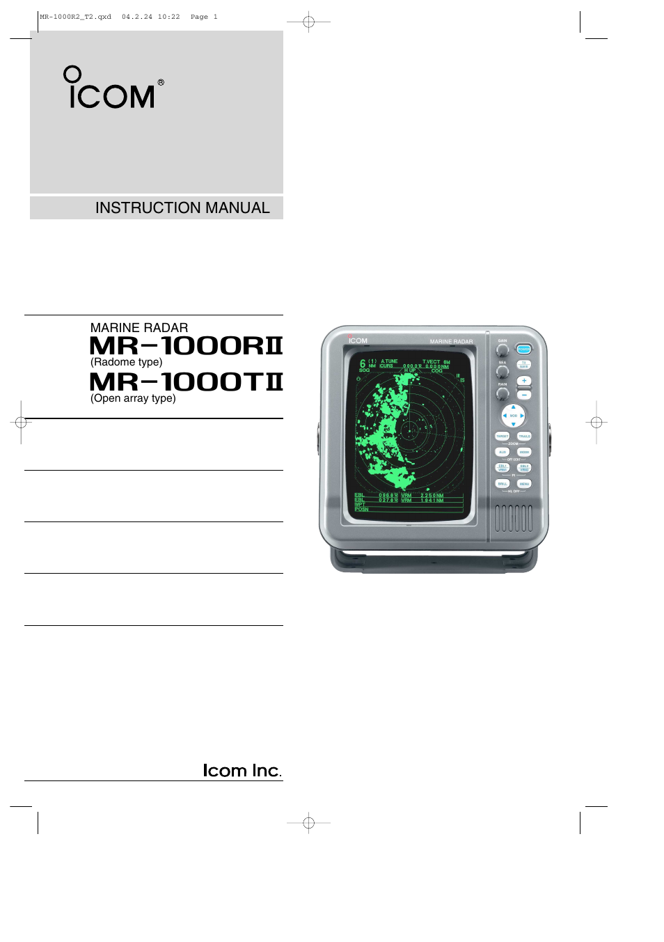 Icom MR-1000TTM User Manual | 47 pages