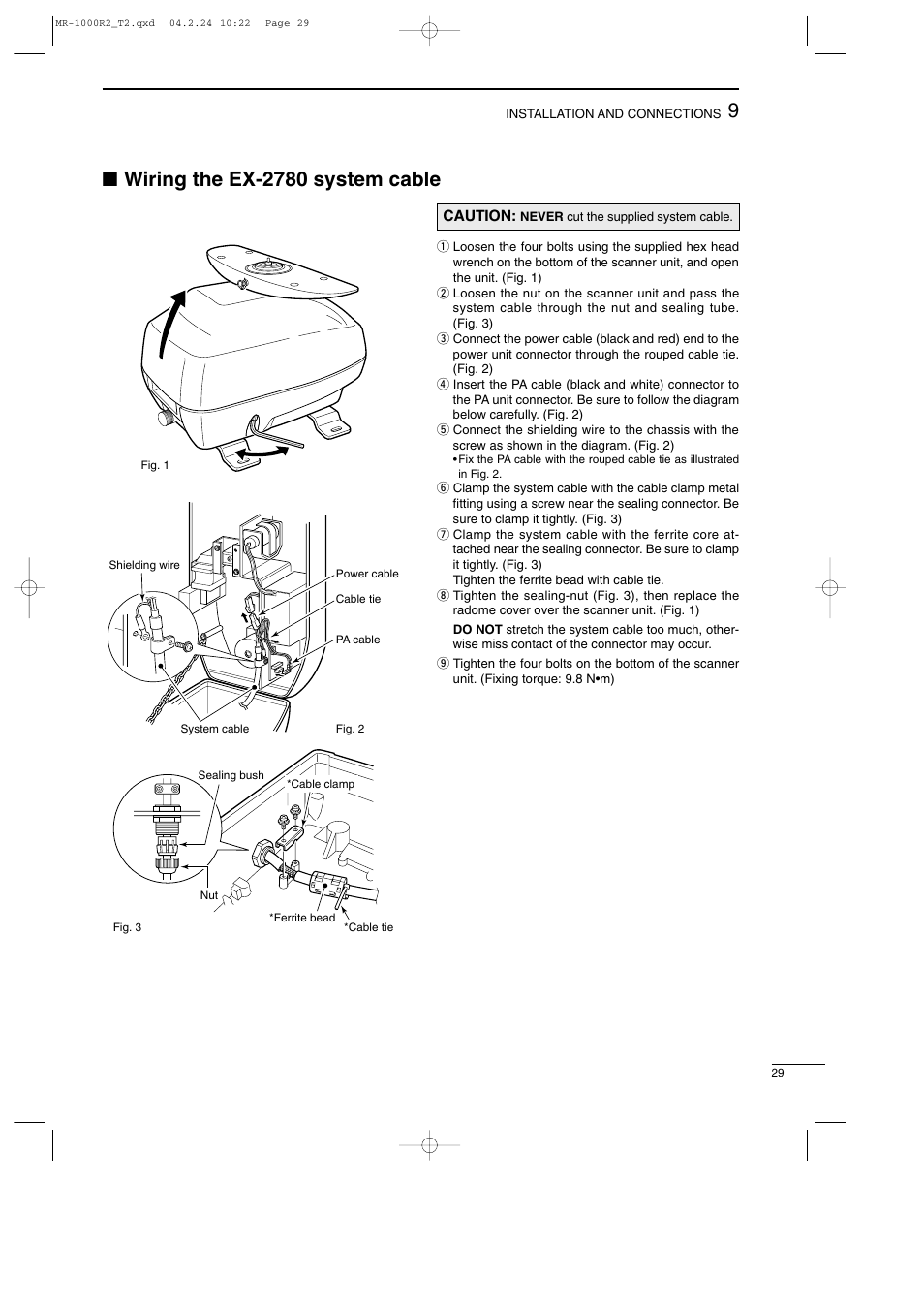 Wiring the ex-2780 system cable | Icom MR-1000TTM User Manual | Page 33 / 47