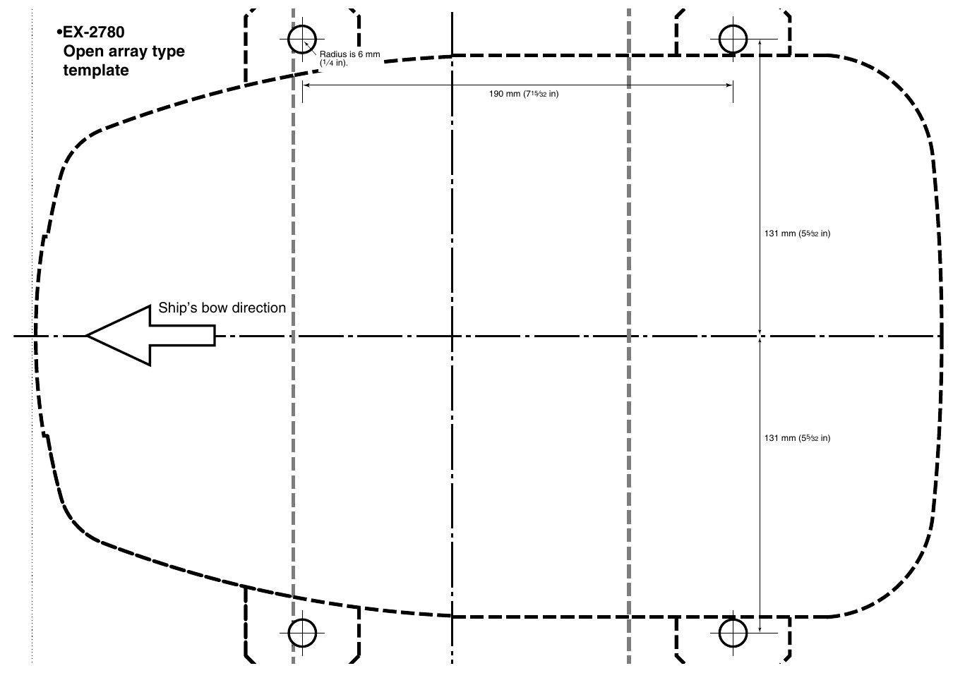 Ex-2780 open array type template, Ship’s bow direction | Icom MR-1000TTM User Manual | Page 46 / 47