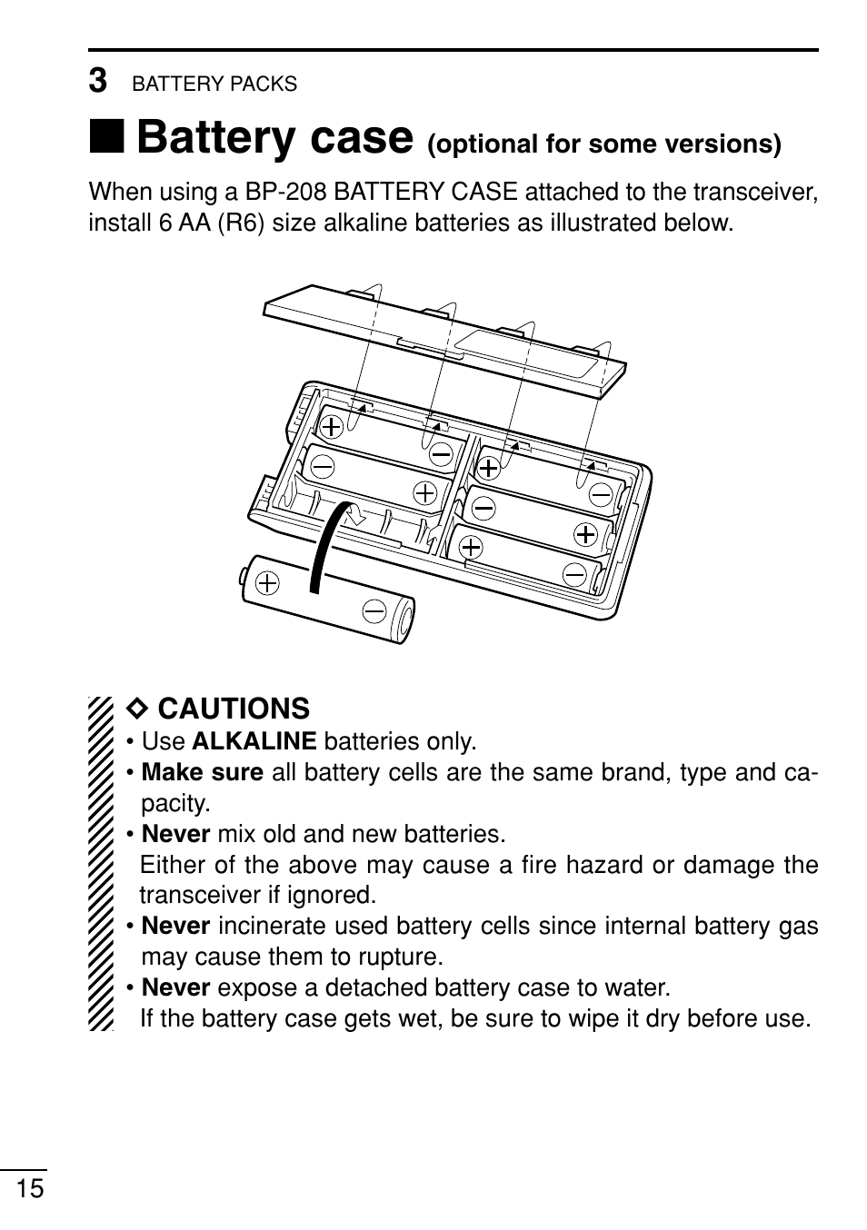 Battery case | Icom IC-V8 User Manual | Page 24 / 68