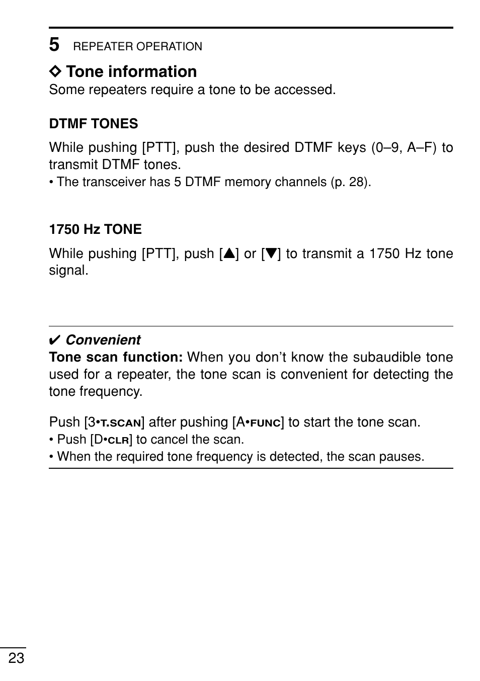 Dtone information | Icom IC-V8 User Manual | Page 32 / 68