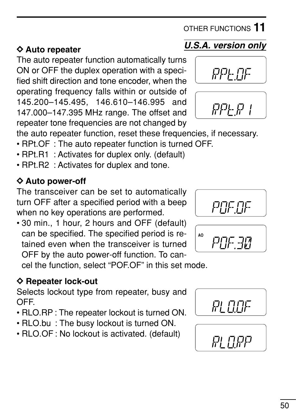 U.s.a. version only | Icom IC-V8 User Manual | Page 59 / 68