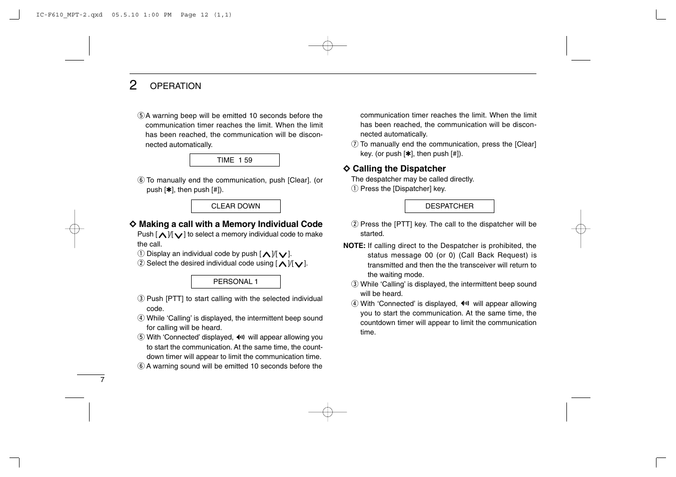 Icom IC-F610 User Manual | Page 12 / 36