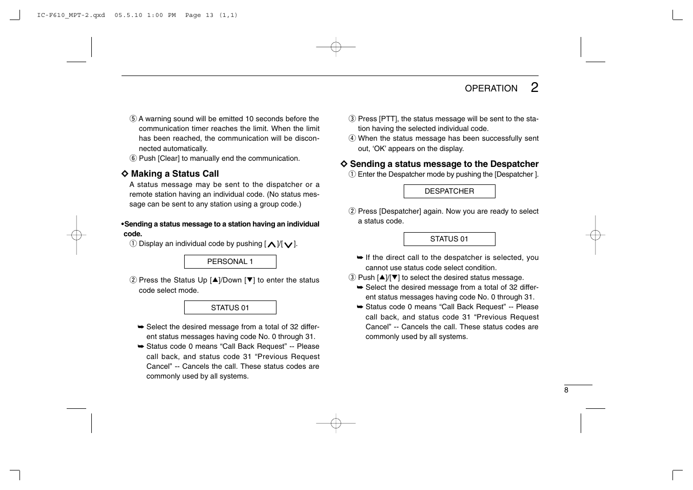Icom IC-F610 User Manual | Page 13 / 36