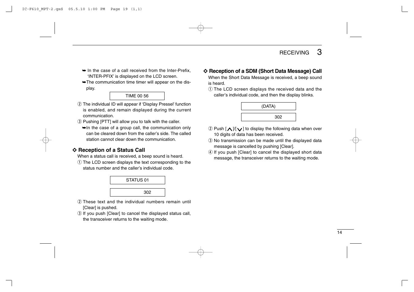 Icom IC-F610 User Manual | Page 19 / 36