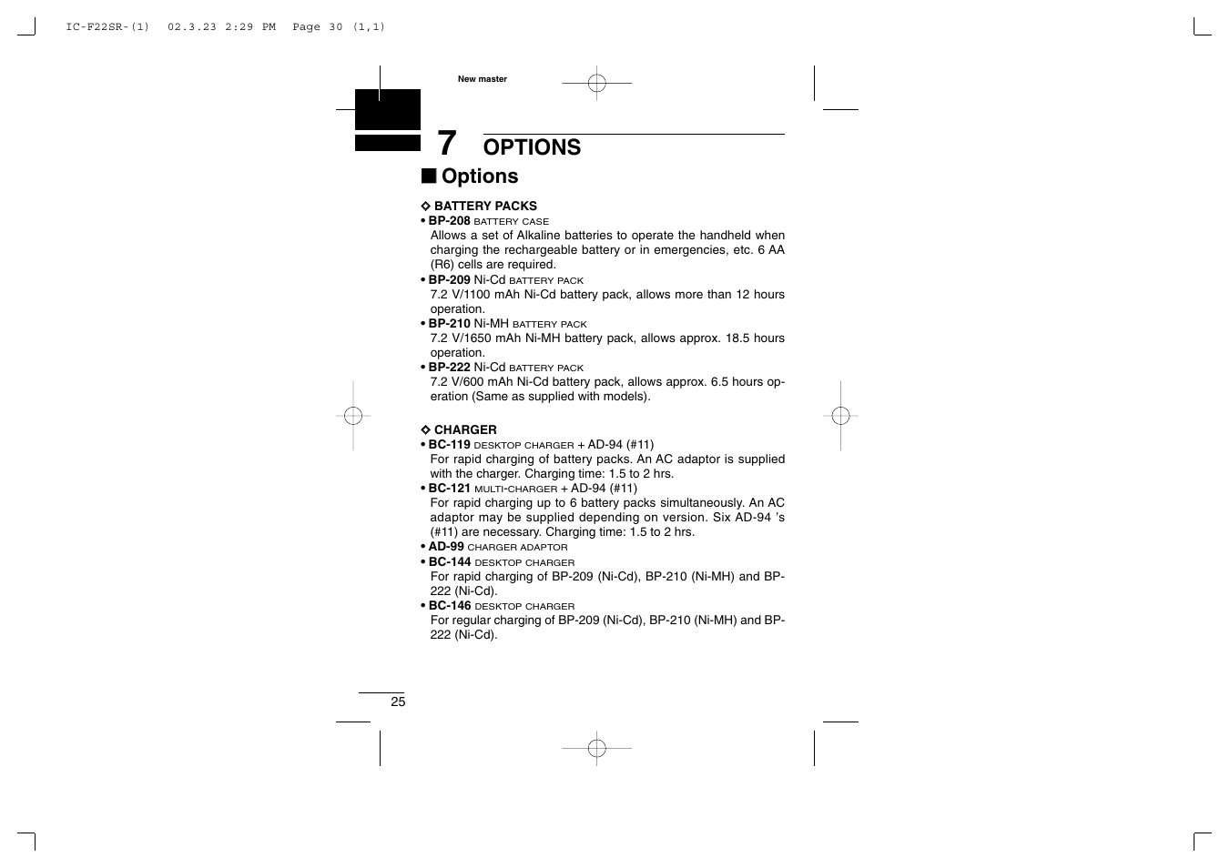 Options | Icom iF22SR User Manual | Page 30 / 36