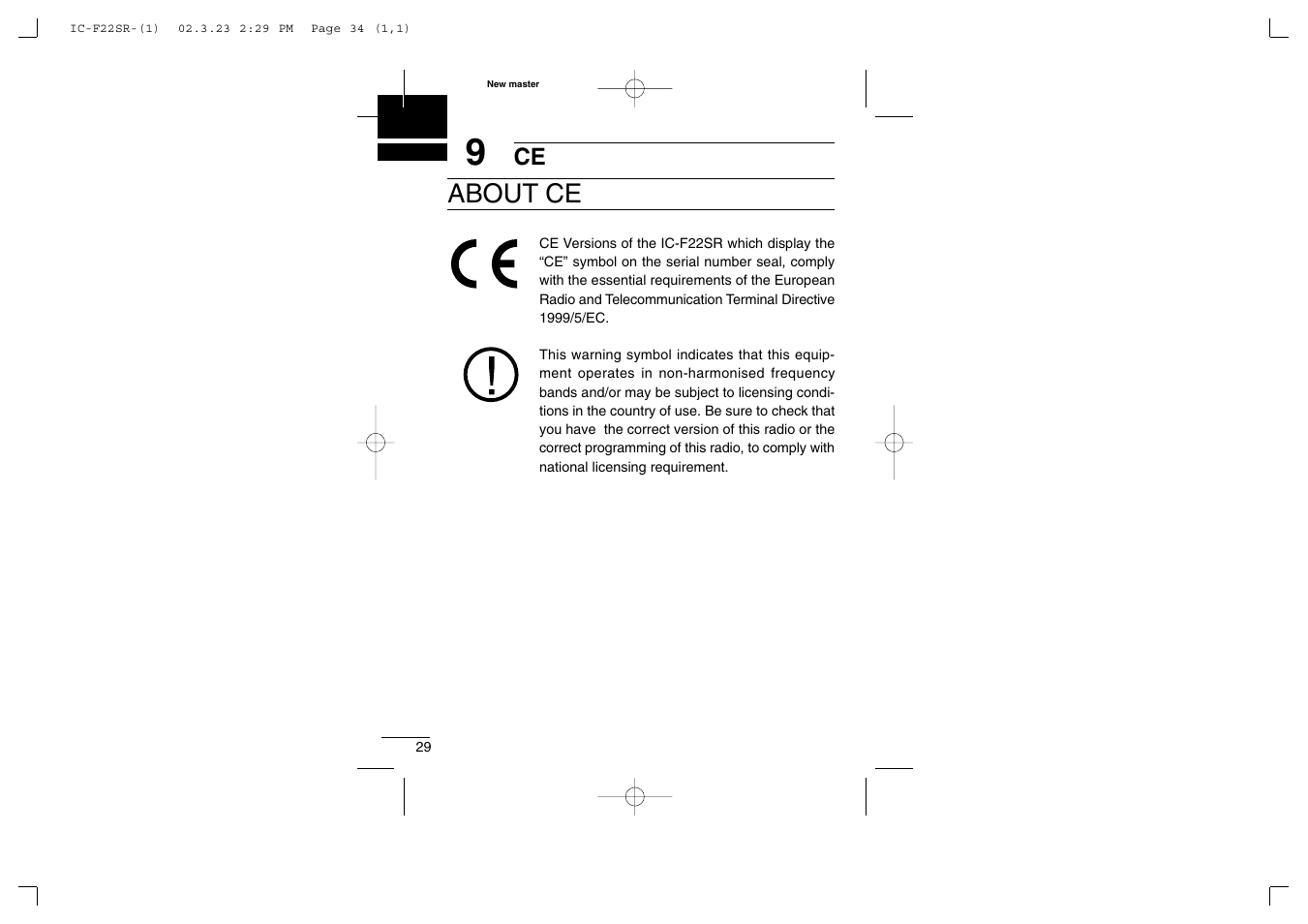 About ce | Icom iF22SR User Manual | Page 34 / 36