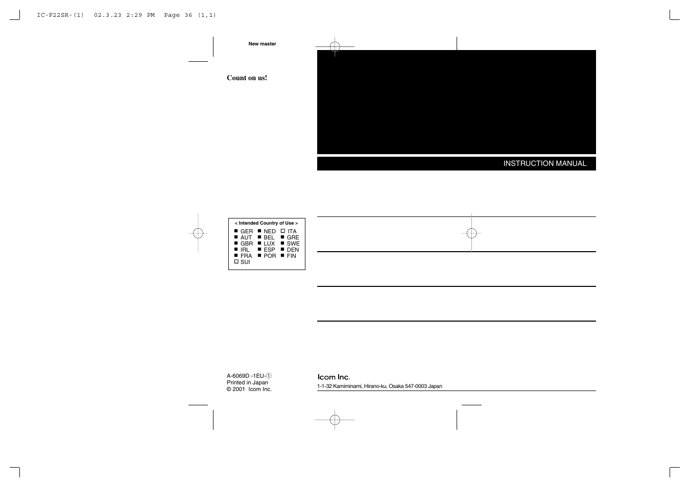 Icom iF22SR User Manual | Page 36 / 36