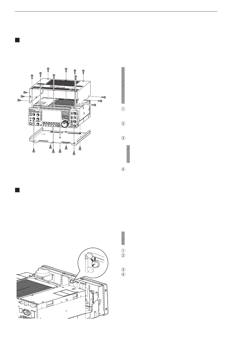 Opening the transceiver’s case, Clock backup battery replacement | Icom IC-7700 User Manual | Page 185 / 214