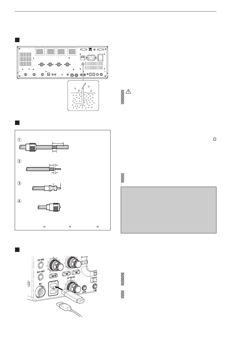 Grounding, Antenna connection, Rwarning: never | Caution, Antenna swr | Icom IC-7700 User Manual | Page 30 / 214