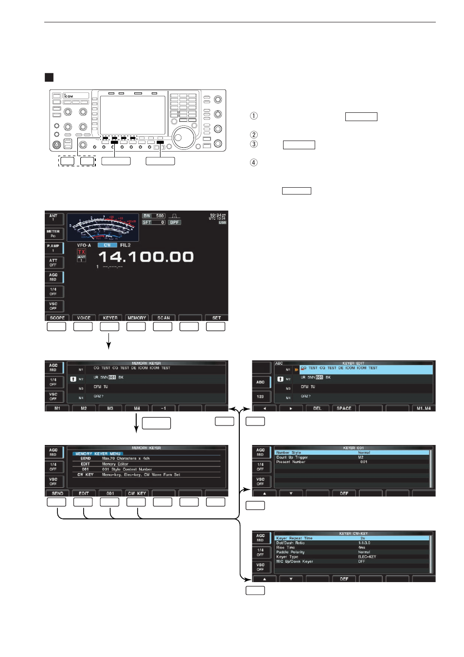 Electronic keyer functions | Icom IC-7700 User Manual | Page 59 / 214