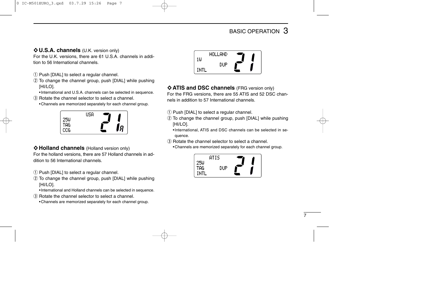 Icom VHF MARINE TRANSCEIVER IC-M501EURO User Manual | Page 11 / 34