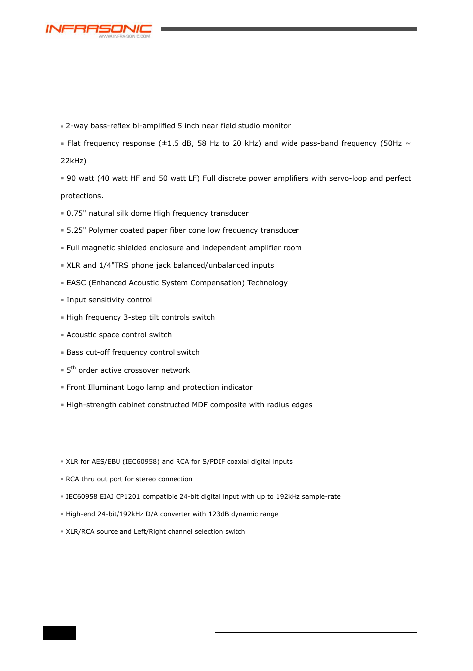 Main features, Blow5, Da-912 | Blow5d) | Infrasonic BLOW5D User Manual | Page 4 / 16