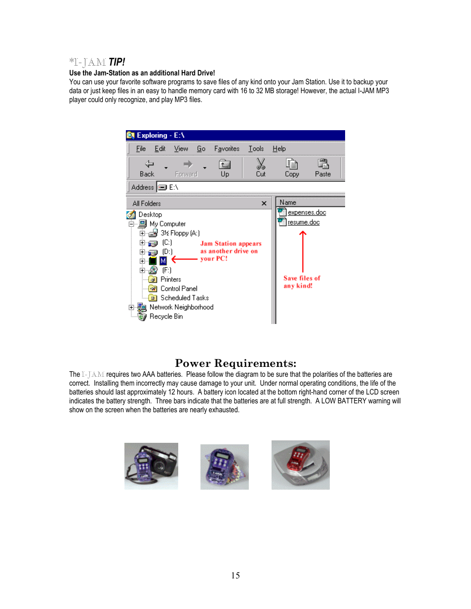 I-jam, Power requirements | I-JAM Multimedia I-Jam IJ 100 User Manual | Page 15 / 48