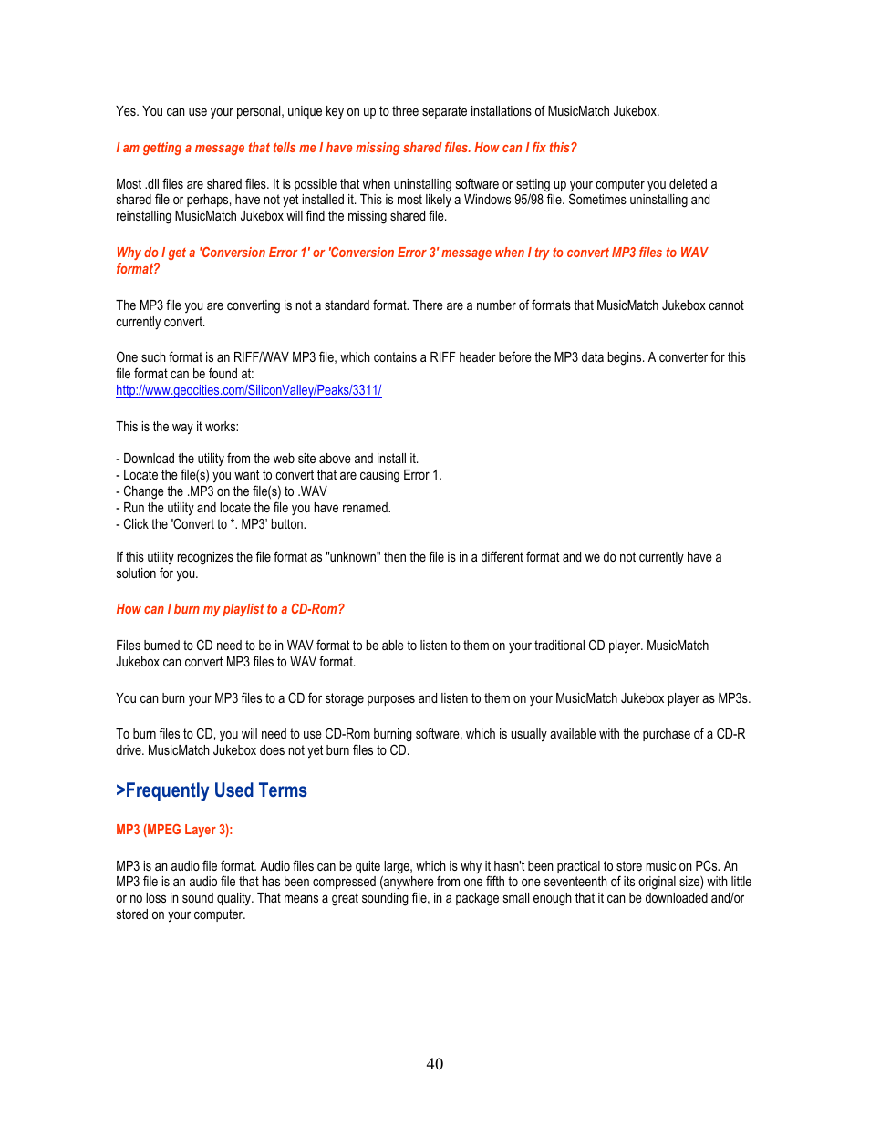 Frequently used terms | I-JAM Multimedia I-Jam IJ 100 User Manual | Page 40 / 48