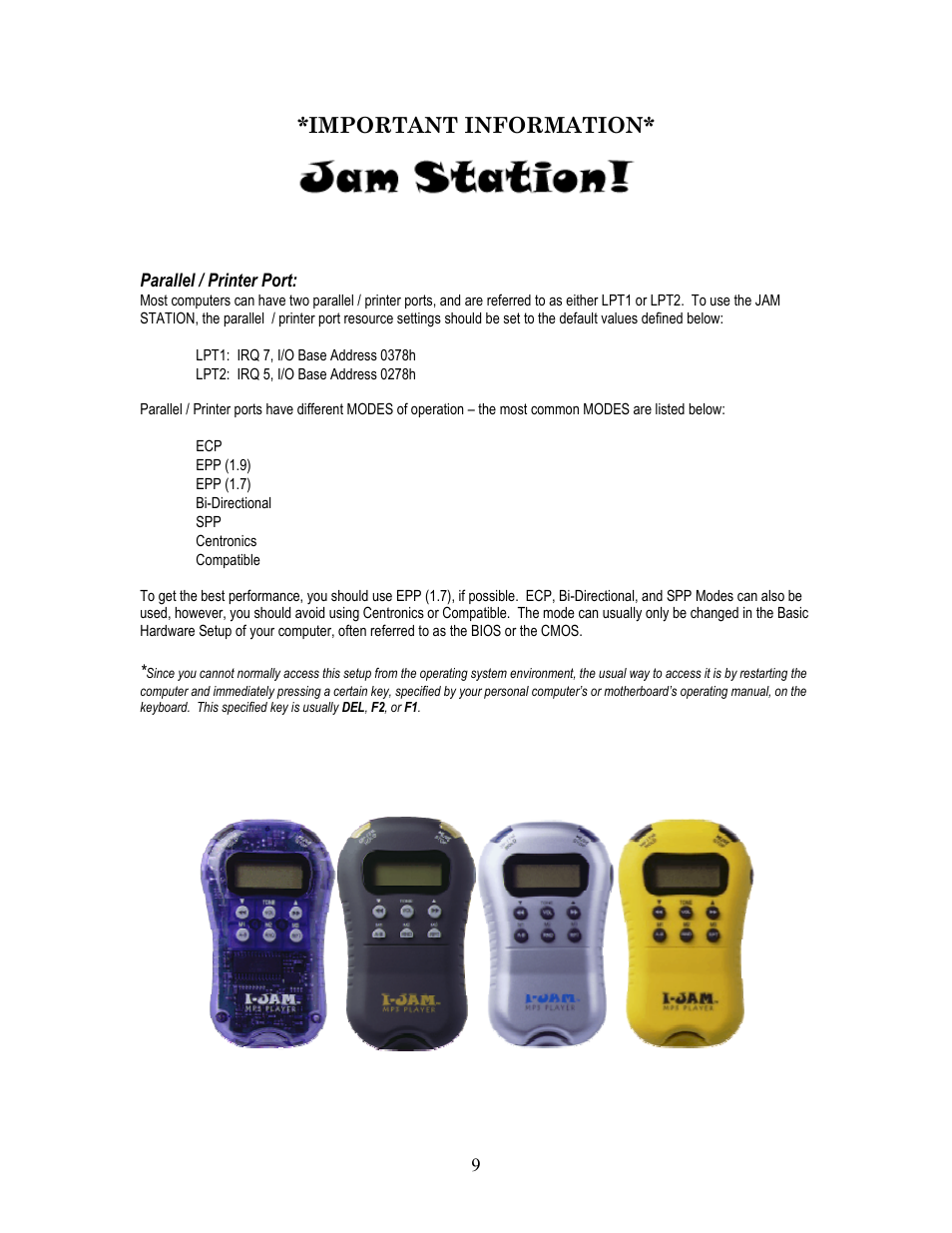 Important information | I-JAM Multimedia I-Jam IJ 100 User Manual | Page 9 / 48