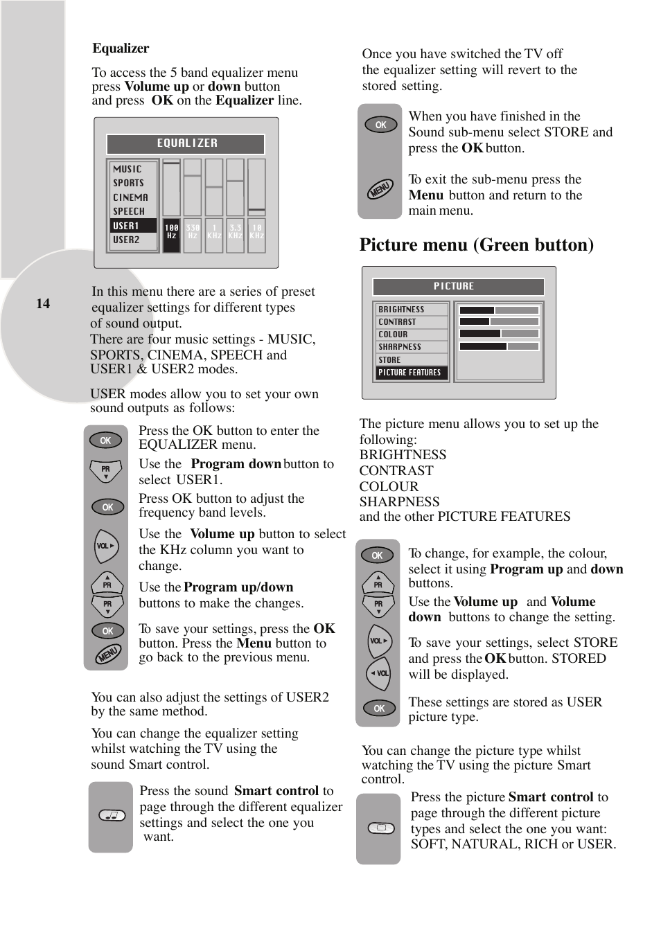 Picture menu (green button) | ITT 29-100-1 ST User Manual | Page 15 / 29