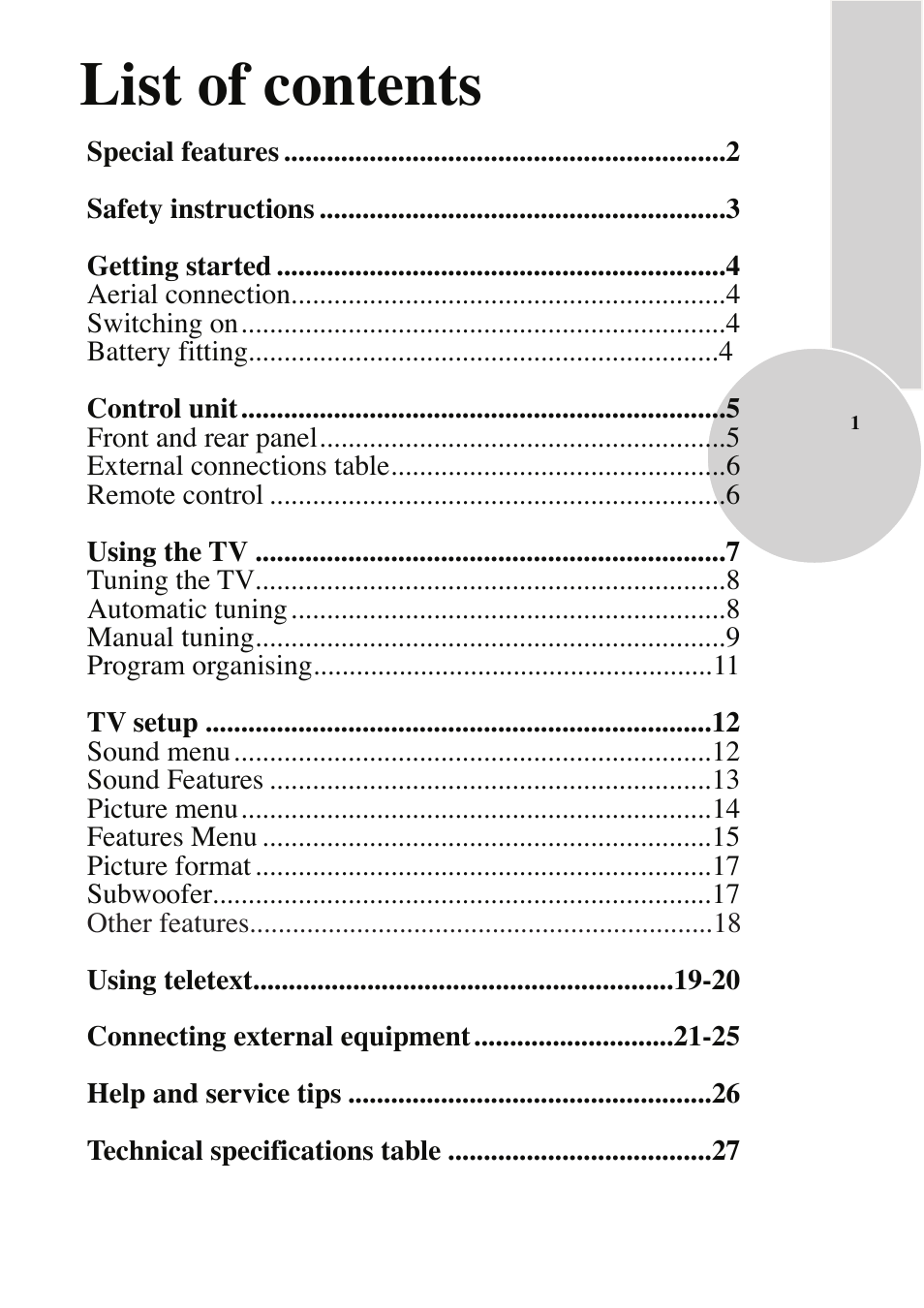 List of contents | ITT 29-100-1 ST User Manual | Page 2 / 29