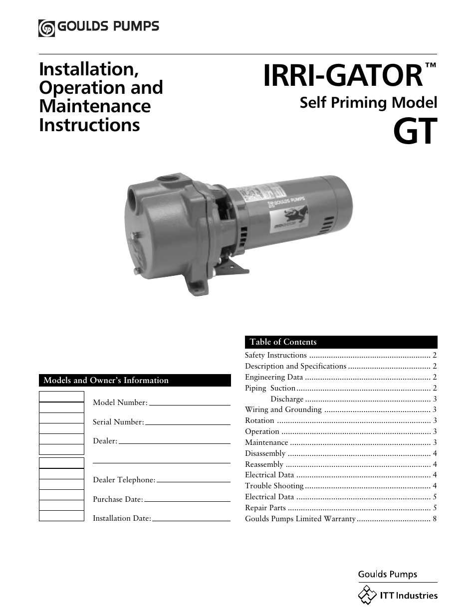 ITT IRRI-GATOR GT30 User Manual | 24 pages