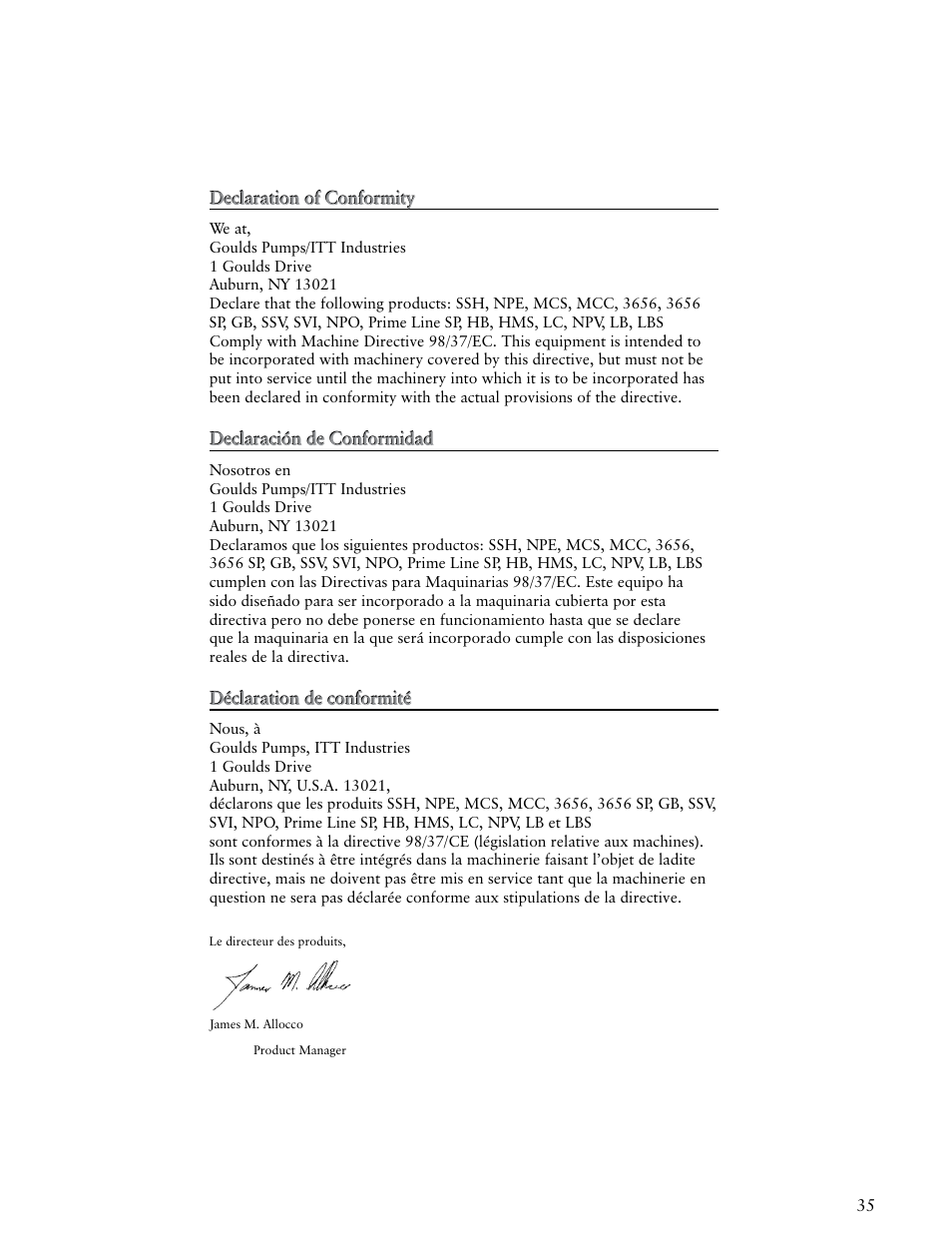 ITT SSH-C User Manual | Page 35 / 36