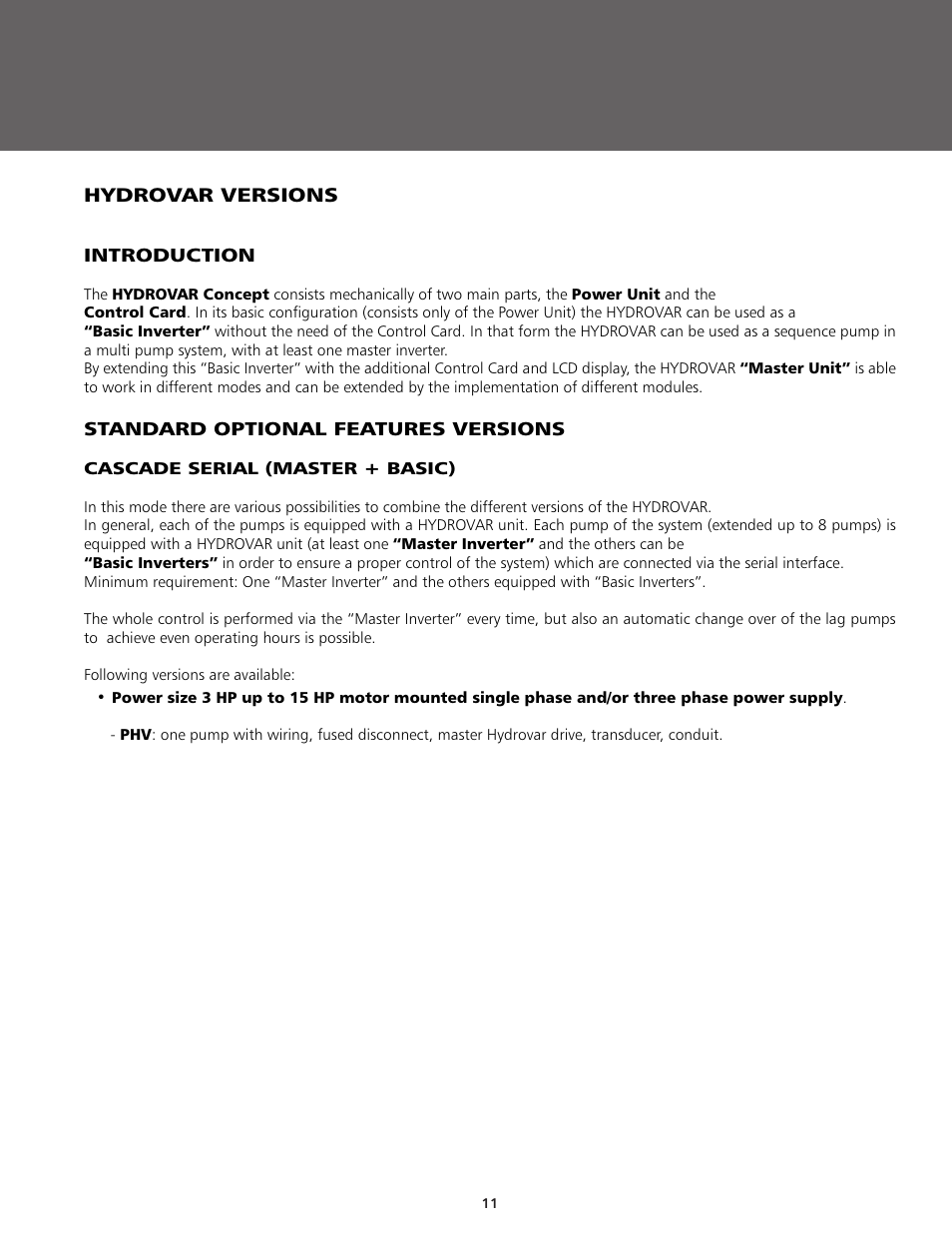 ITT BPHV User Manual | Page 11 / 52