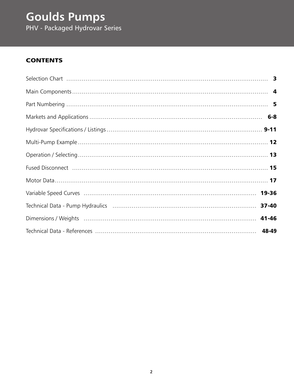 Goulds pumps | ITT BPHV User Manual | Page 2 / 52