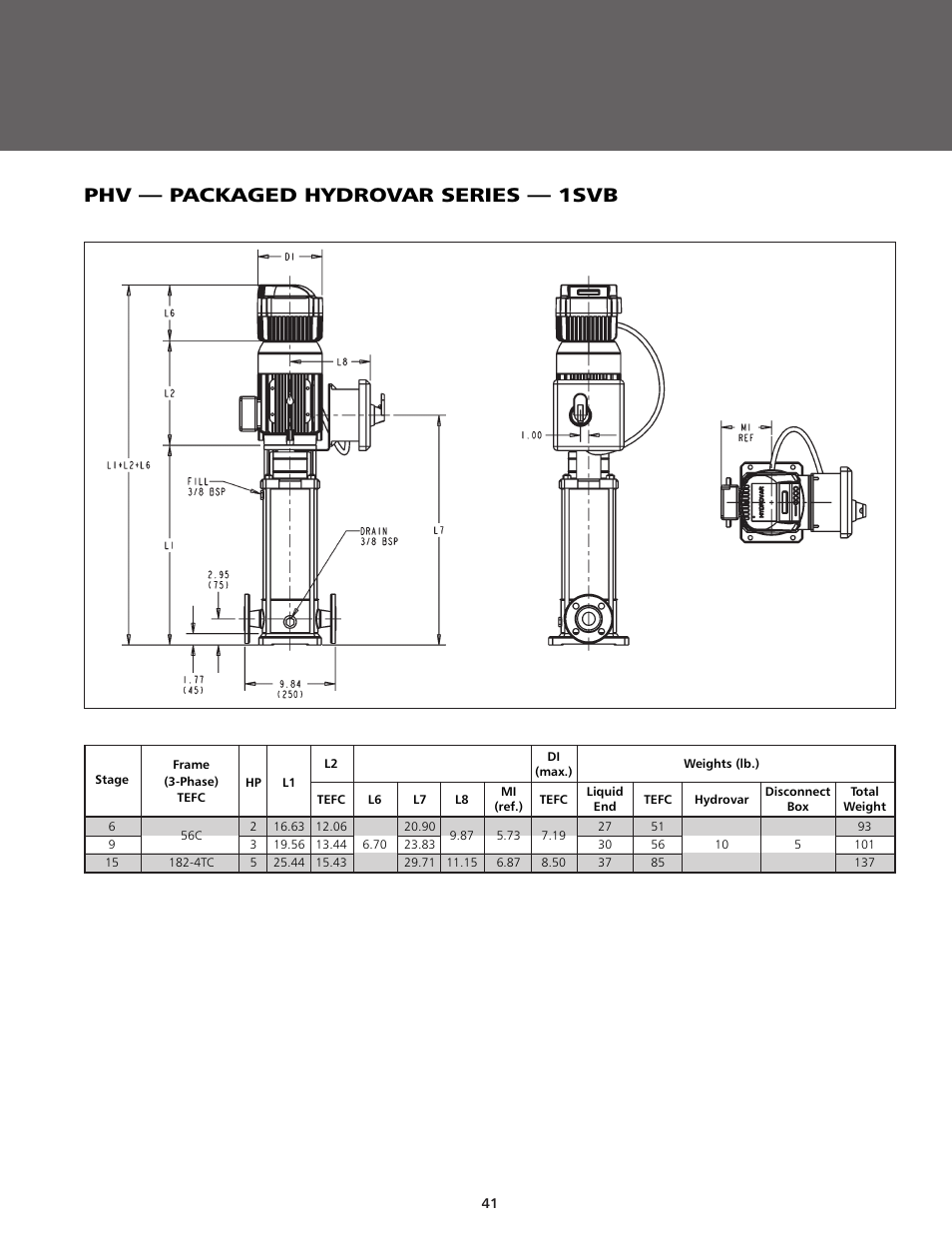 Phv — packaged hydrovar series — 1svb | ITT BPHV User Manual | Page 41 / 52