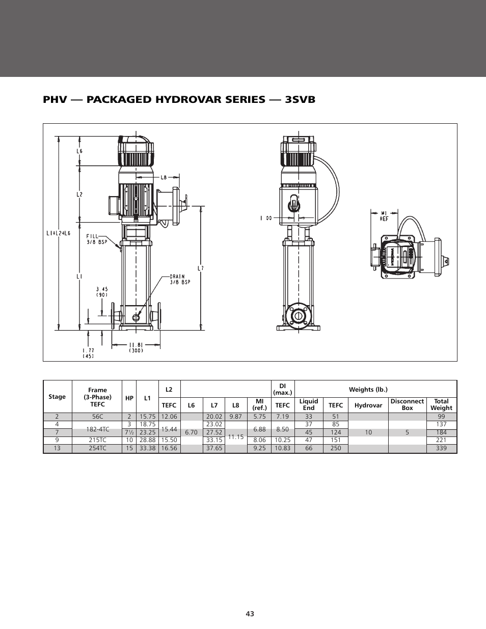 Phv — packaged hydrovar series — 3svb | ITT BPHV User Manual | Page 43 / 52