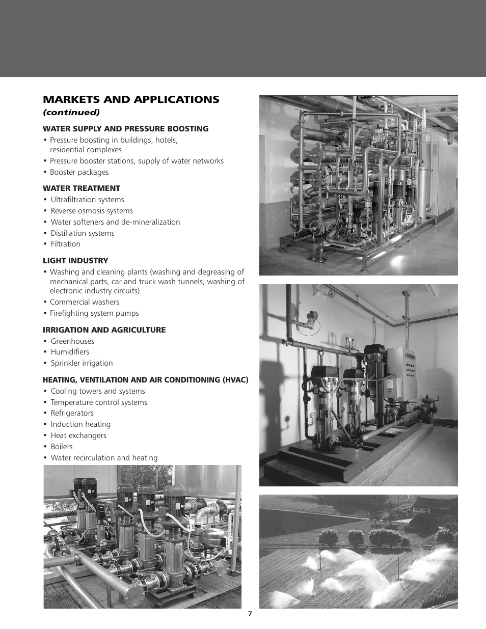 Markets and applications | ITT BPHV User Manual | Page 7 / 52