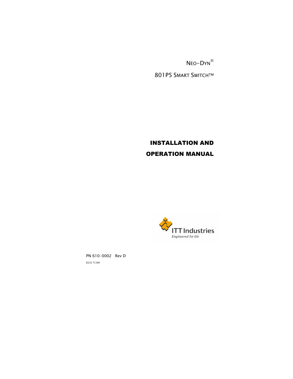 ITT SMART SWITCH 801P5 User Manual | 45 pages