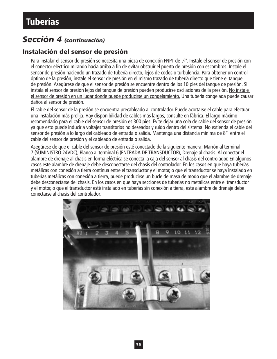 Tuberías, Sección 4 | ITT S-DRIVE IM213 User Manual | Page 36 / 84