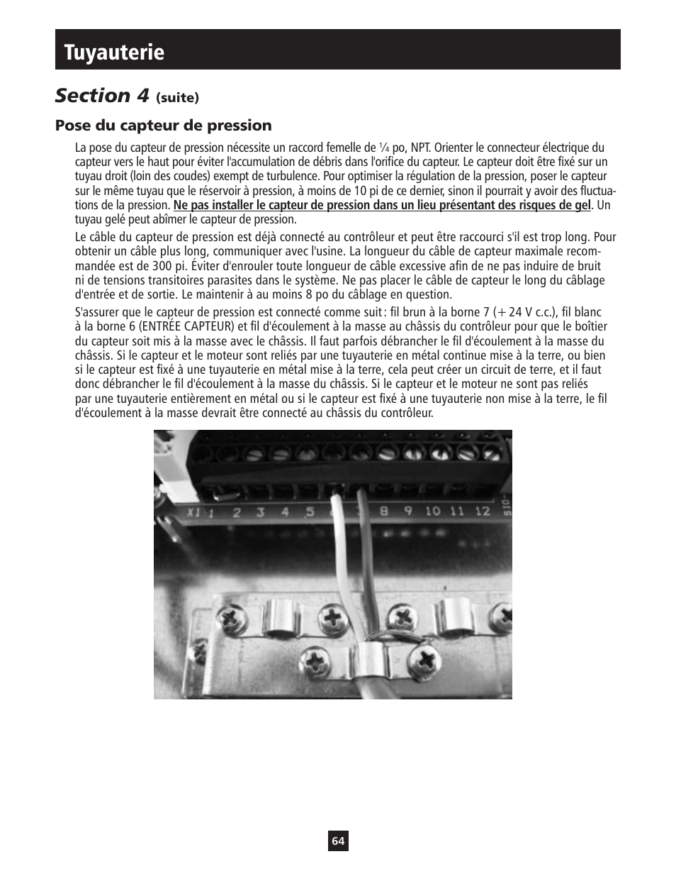 Tuyauterie | ITT S-DRIVE IM213 User Manual | Page 64 / 84