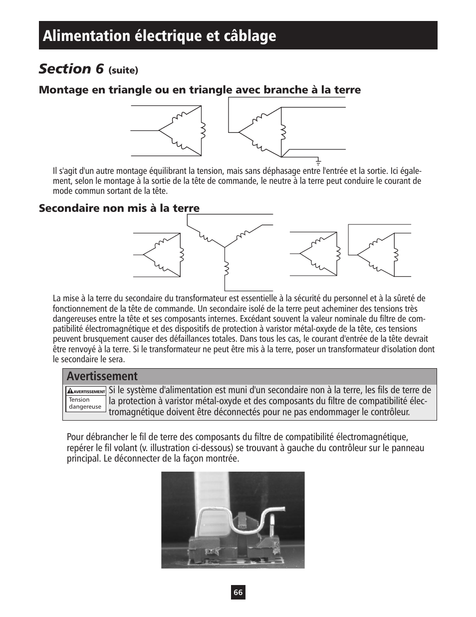 Alimentation électrique et câblage, Avertissement | ITT S-DRIVE IM213 User Manual | Page 66 / 84