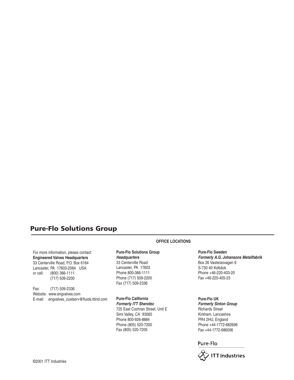 Pure-flo solutions group | ITT AAMM-01 User Manual | Page 24 / 24