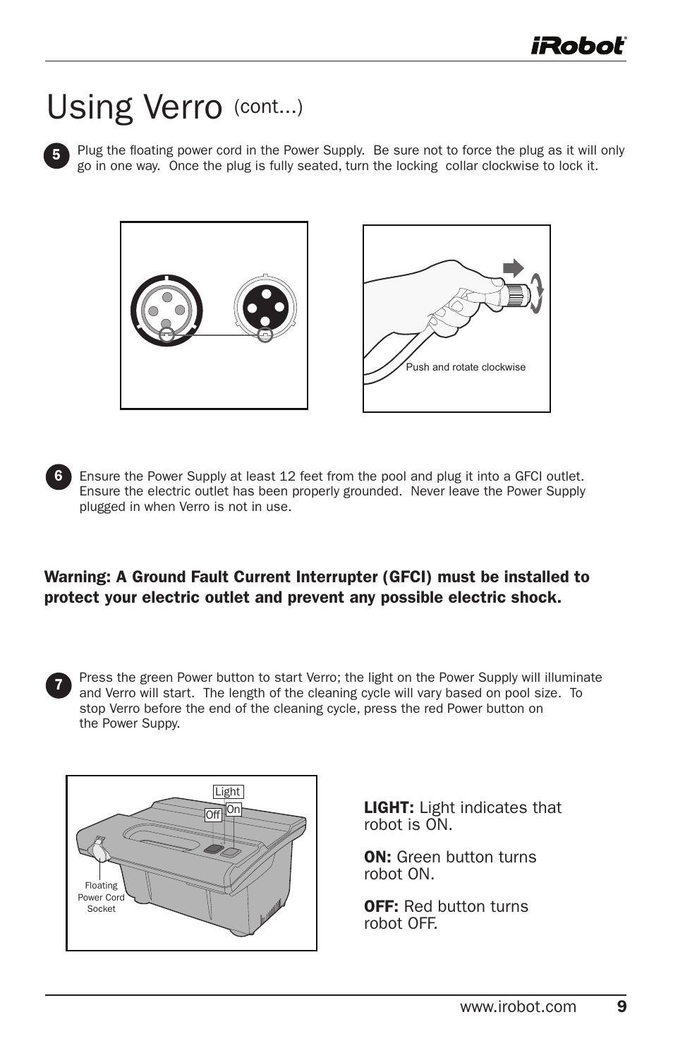 Using verro, Cont...) | iRobot 600 User Manual | Page 9 / 22