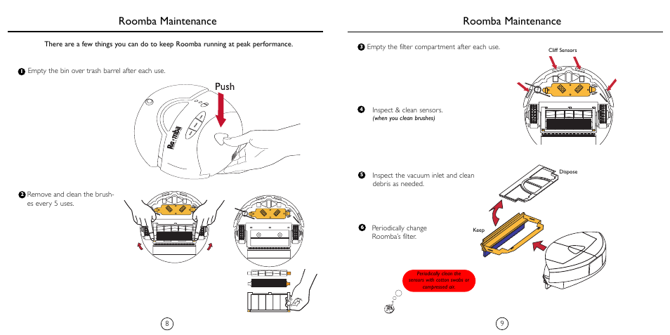 Roomba maintenance | iRobot 4105 User Manual | Page 6 / 8