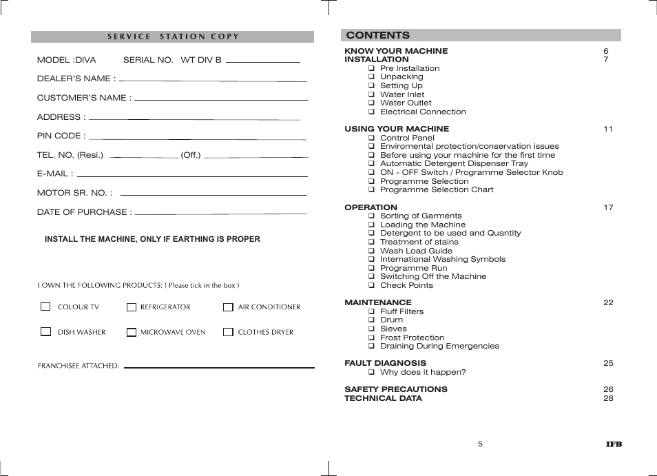 IFB Appliances Diva WT DIV B User Manual | Page 3 / 16