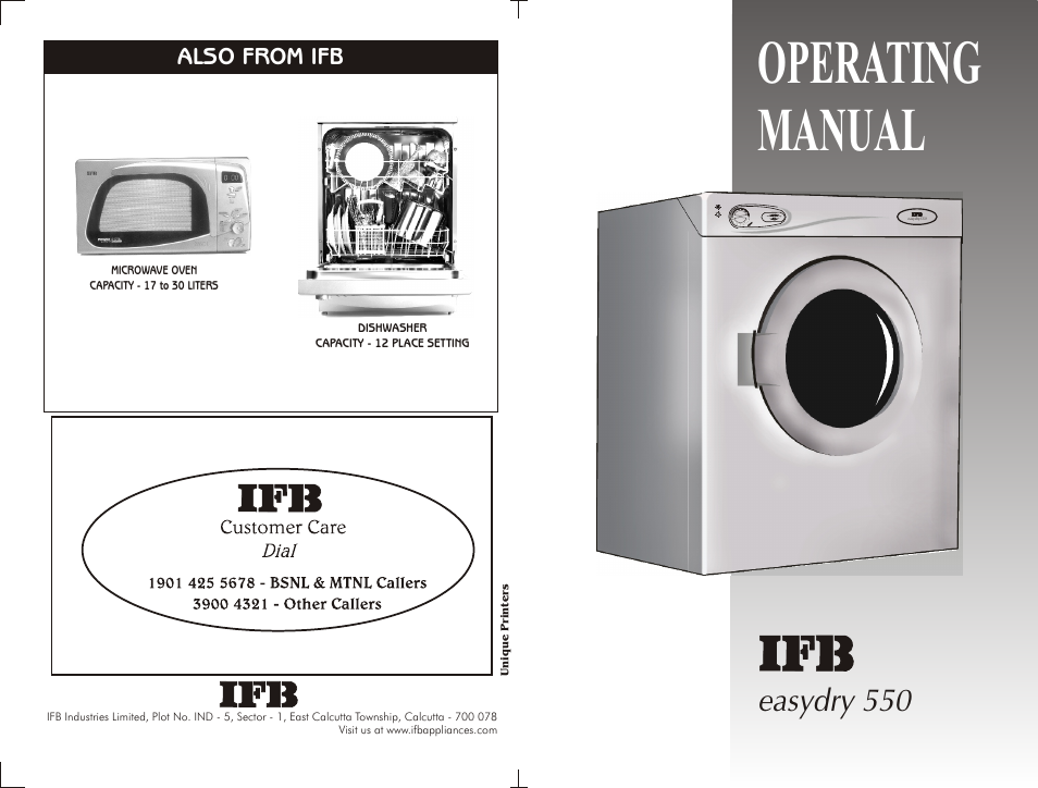 IFB Appliances EASYDRY 550 User Manual | 15 pages