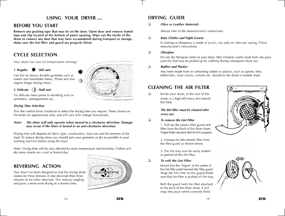 Easy dry 550 | IFB Appliances EASYDRY 550 User Manual | Page 13 / 15