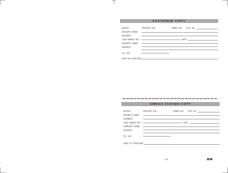 IFB Appliances EASYDRY 550 User Manual | Page 3 / 15