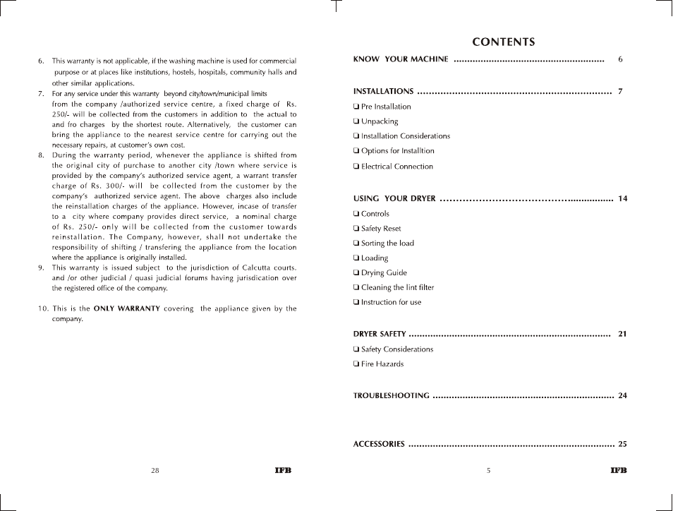 Easy dry 550 | IFB Appliances EASYDRY 550 User Manual | Page 4 / 15