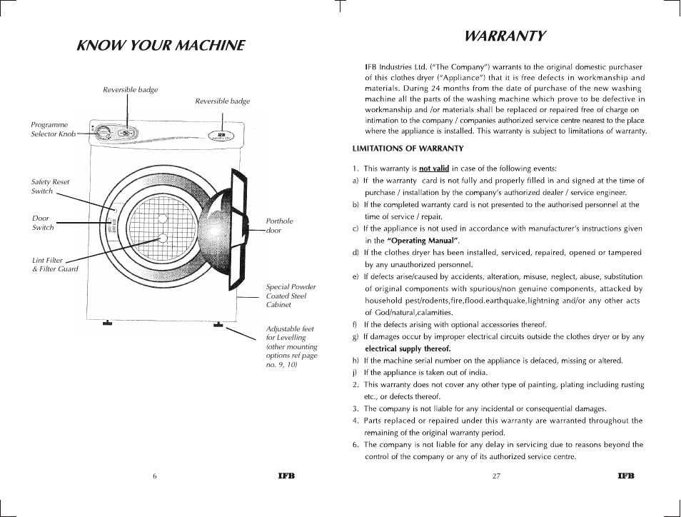 Easy dry 550 | IFB Appliances EASYDRY 550 User Manual | Page 5 / 15