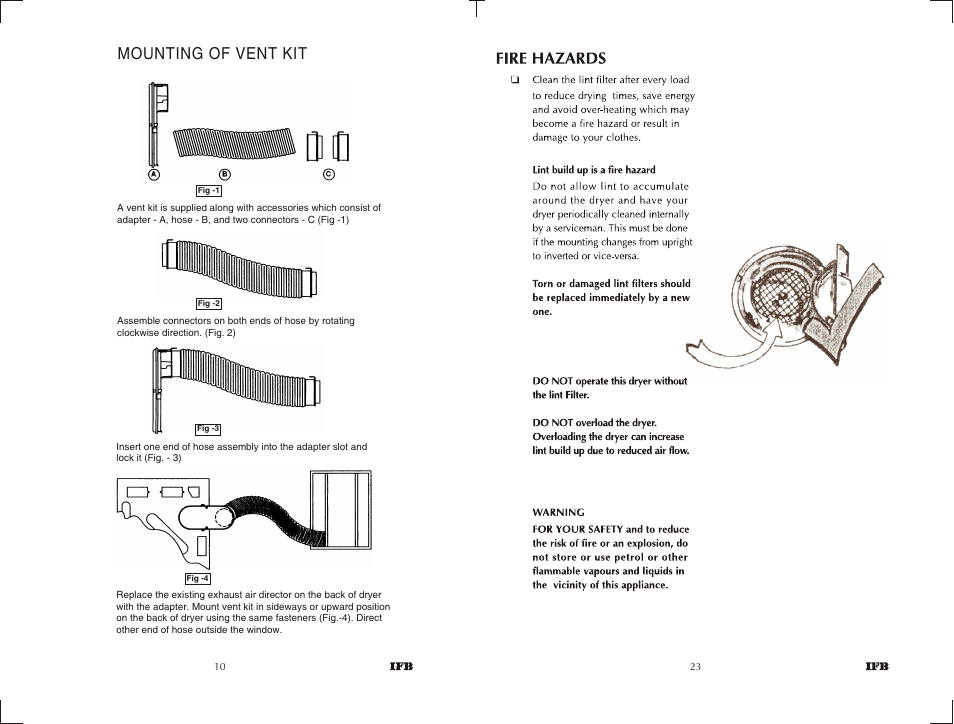Mounting of vent kit | IFB Appliances EASYDRY 550 User Manual | Page 9 / 15