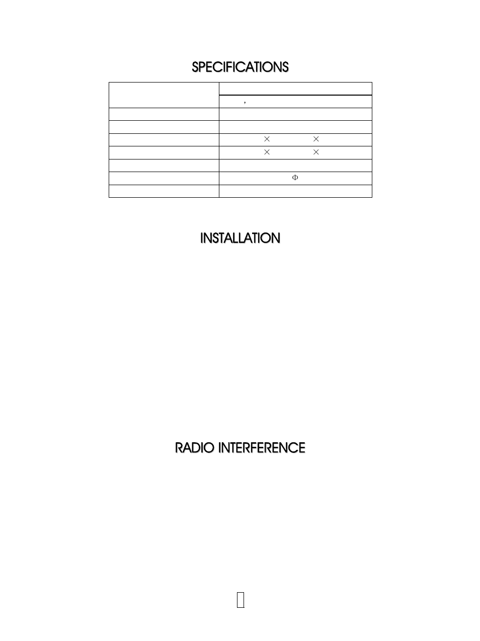 Specifications, Installation, Radio interference | IFB Appliances 28SGR 1S User Manual | Page 4 / 11