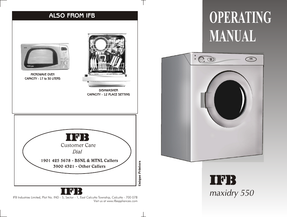 IFB Appliances 550 User Manual | 14 pages