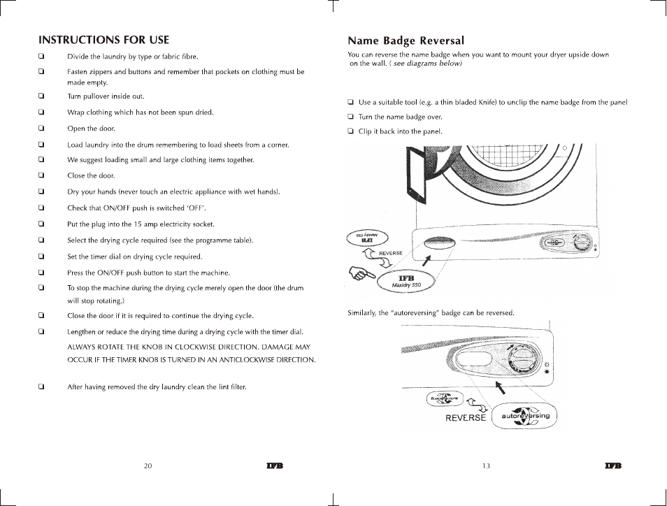 IFB Appliances 550 User Manual | Page 11 / 14