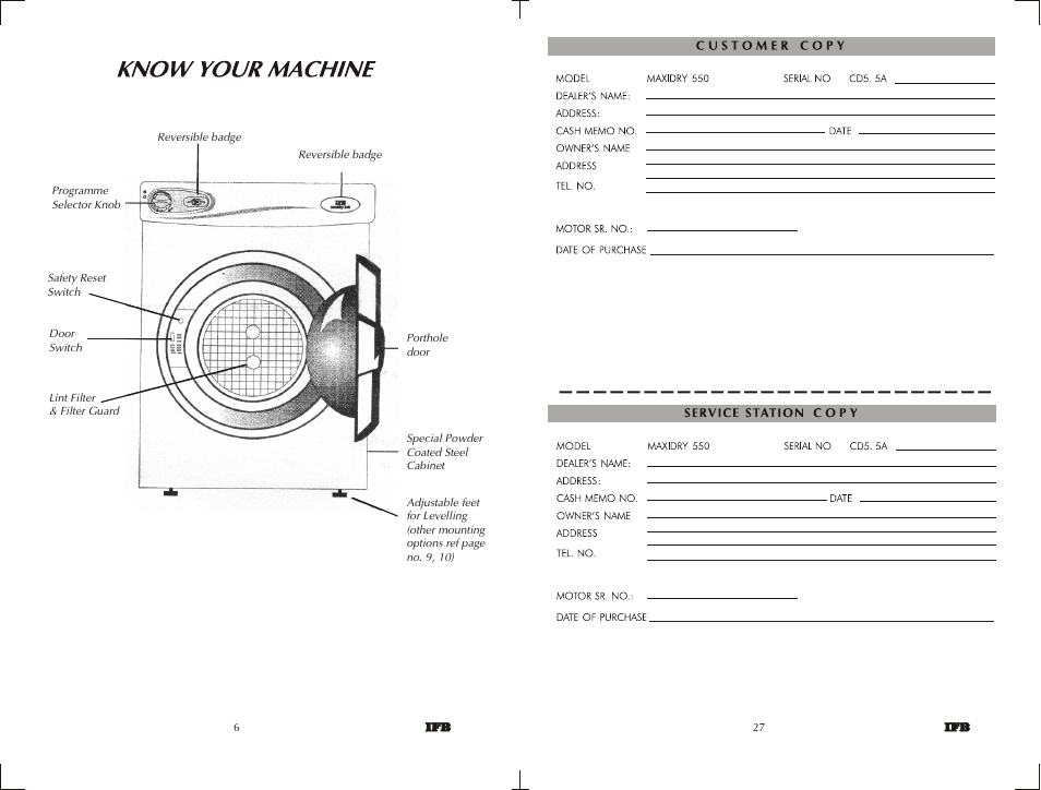 IFB Appliances 550 User Manual | Page 4 / 14