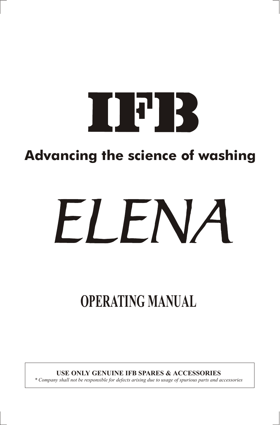 IFB Appliances ELENA User Manual | 24 pages